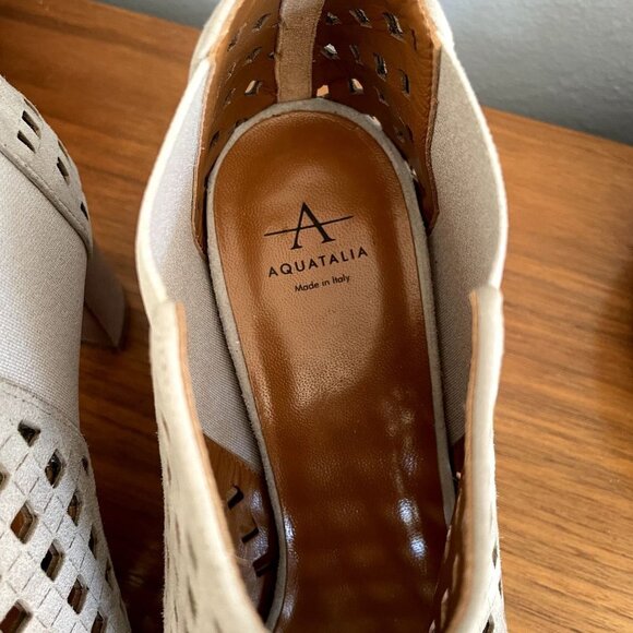 Aquatalia Shari Perforated Suede Open-Toe Booties - Picture 9 of 10